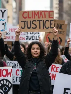 Diverse group protesting for social justice movements in 2026