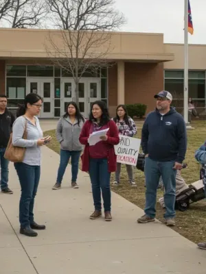 Parents and educators discussing school curricula and parental rights