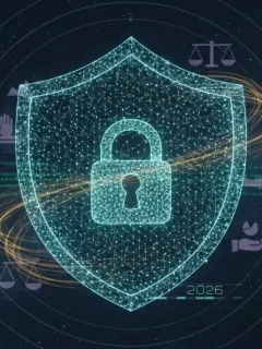 Illustration of secure data network representing data privacy ethics and compliance in 2026
