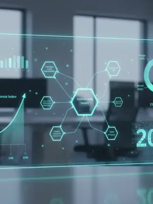 Digital dashboard showing ethical performance metrics and benchmarking tools for 2026 corporate ethics.