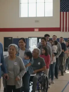 Citizens exercising their right to vote in the US