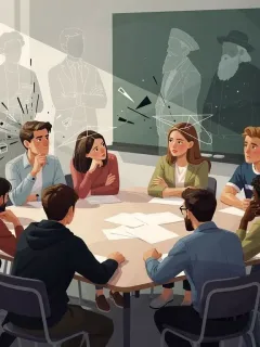 Students discussing controversial historical figures in public school curricula