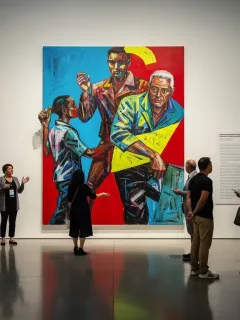 Dynamic artwork sparking debate at a 2026 exhibition