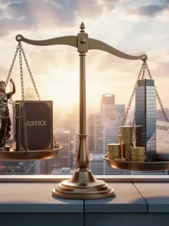 Balance scale representing justice and finance, showing the financial impact of social justice policies.