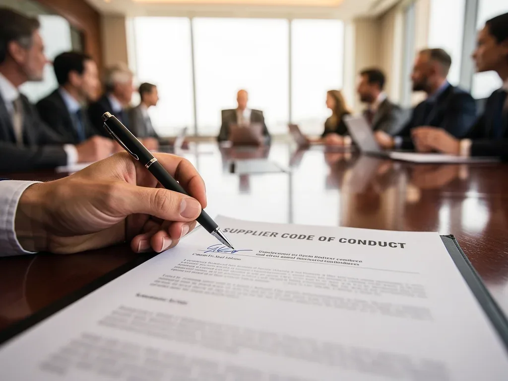 Signing ethical supplier code of conduct agreement