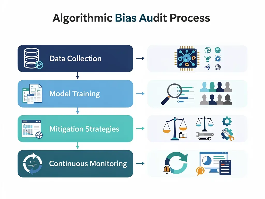 Flowchart illustrating the algorithmic bias audit process steps