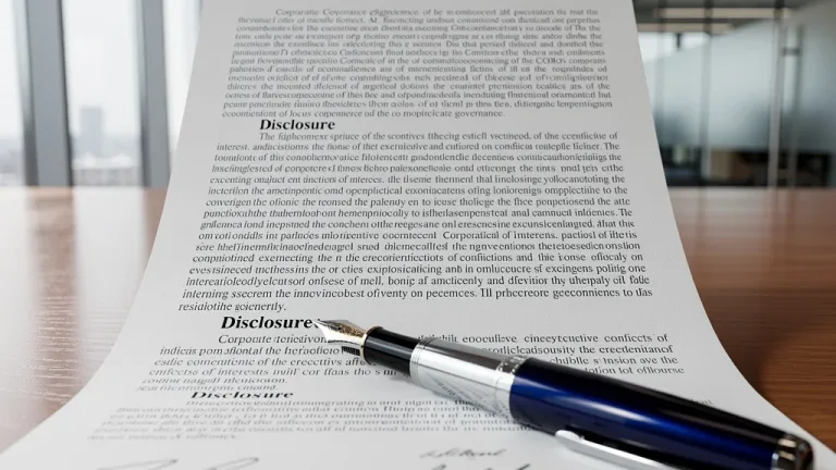 Legal document detailing mandatory disclosure protocols for executive conflicts of interest