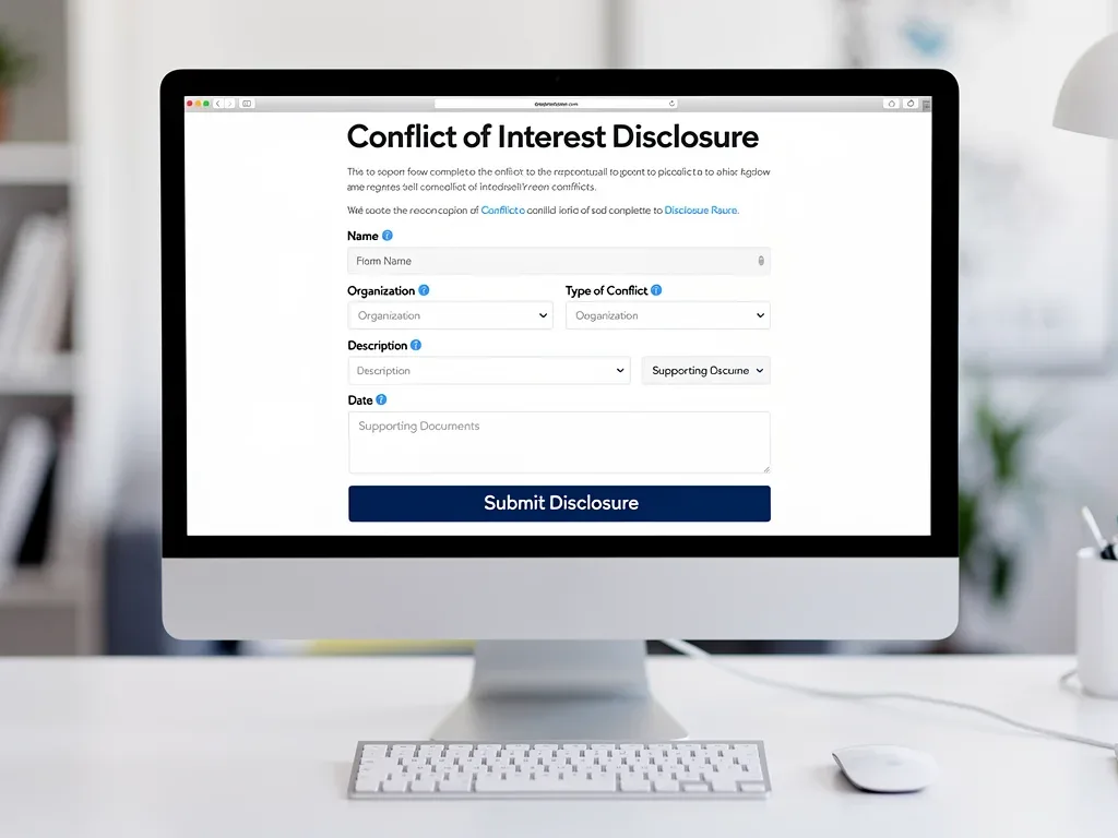 Secure online portal for disclosing executive conflicts of interest