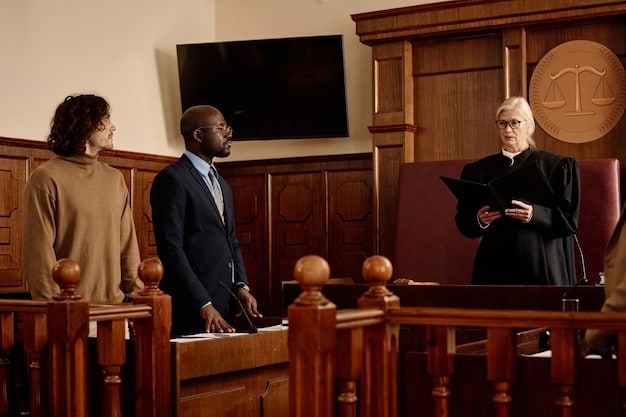 A courtroom scene with the Supreme Court justices, symbolizing the legal and judicial aspects of the affirmative action decision. The image is formal and serious, reflecting the gravity of the ruling.