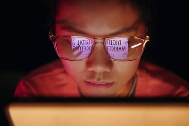A close-up of a person's face illuminated by a computer screen filled with conflicting information, representing the challenge of discerning truth from falsehood in the digital age.