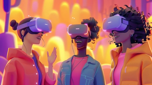 A digital illustration depicting avatars from various online platforms (e.g., gaming, virtual reality) wearing culturally significant clothing and accessories from different cultures, such as a kimono, a turban, and tribal face paint. The illustration represents the complex issue of cultural appropriation within digital spaces and online identities.