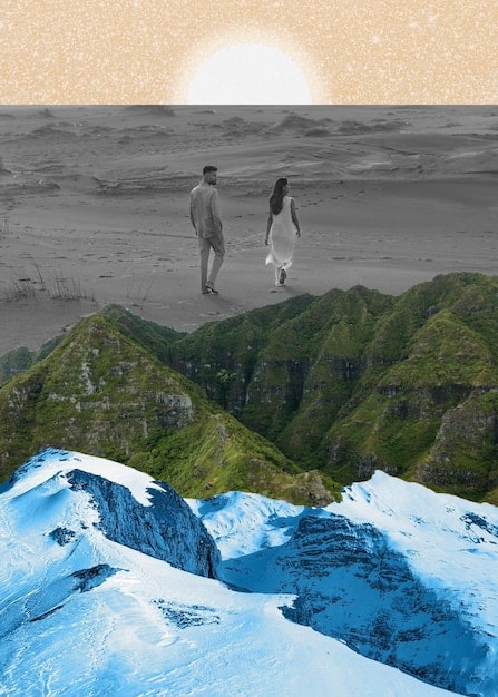 A side-by-side comparison of two AI-generated images: one depicting a serene natural landscape and the other showing a scene of fabricated news being broadcasted, illustrating the dual nature of AI-generated images - creativity and potential for deception.