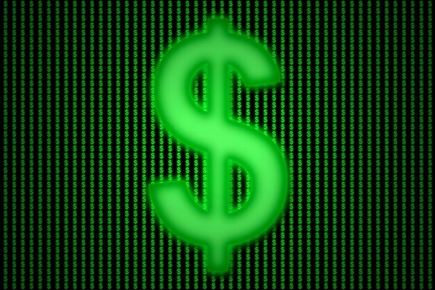 A binary code overlaying a dollar bill, representing the digital age of lobbying and the influence of dark money through technology.