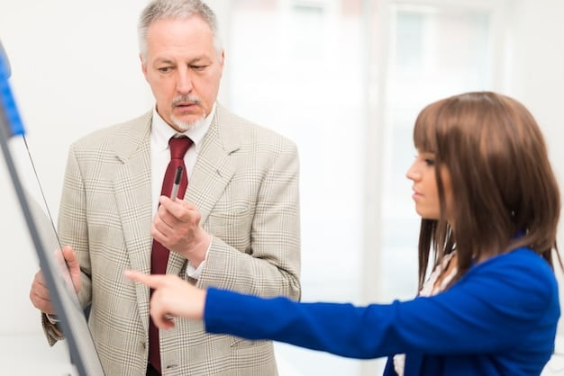 A political consultant giving advice to a candidate, with a whiteboard in the background showing different strategies and target demographics. The consultant looks confident and persuasive.