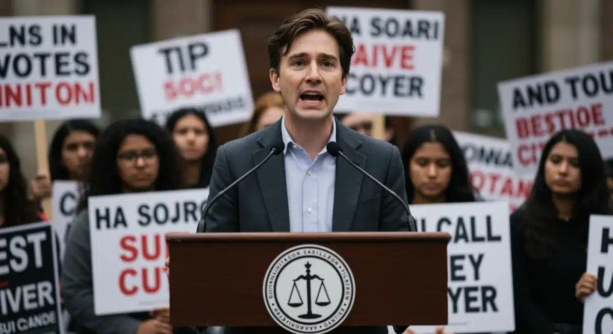 Activist speaking about civil rights cases and calls for action.