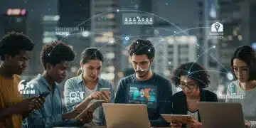 Digital activism connecting diverse people for social justice, showcasing online engagement