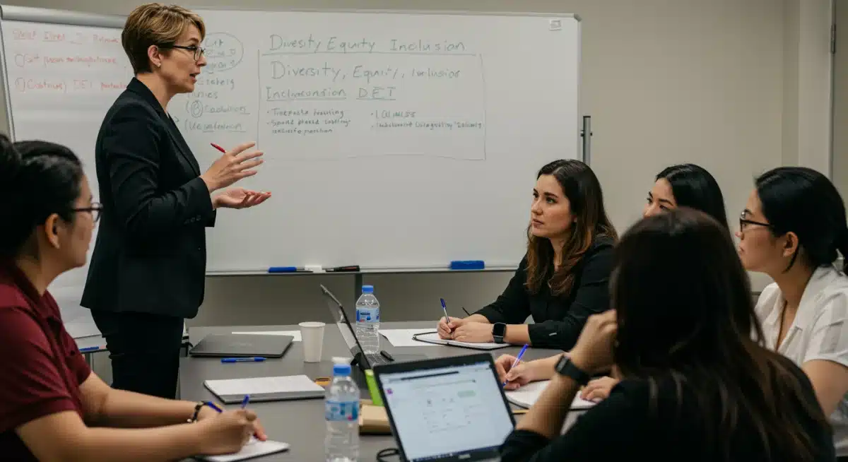 HR professional leading DEI workshop for employees