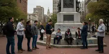 Public debate around a contested historical monument in 2026, symbolizing shifts in historical representation.