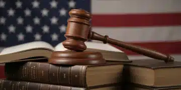 Gavel on law books with American flag background, symbolizing Supreme Court's impact on affirmative action.