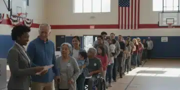 Citizens exercising their right to vote in the US
