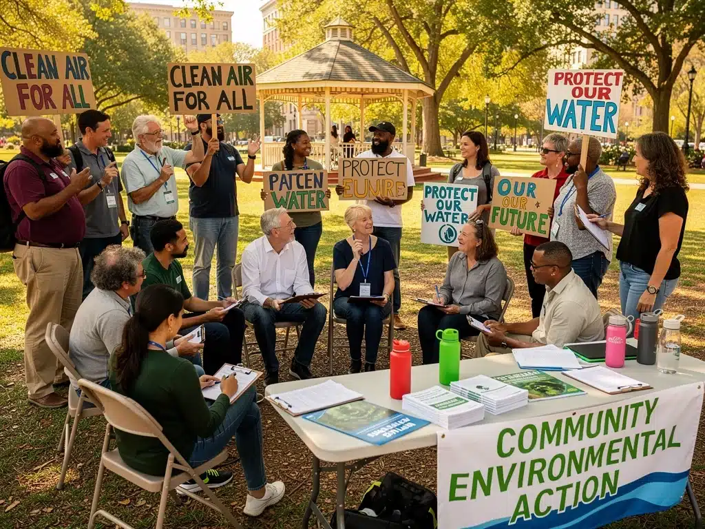 Community leaders discussing local environmental justice issues