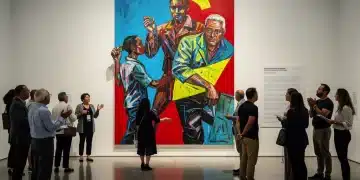 Dynamic artwork sparking debate at a 2026 exhibition