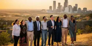 Diverse Americans contemplating shifting societal values