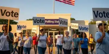 Citizens marching to vote, symbolizing active participation in the 2026 election cycle.