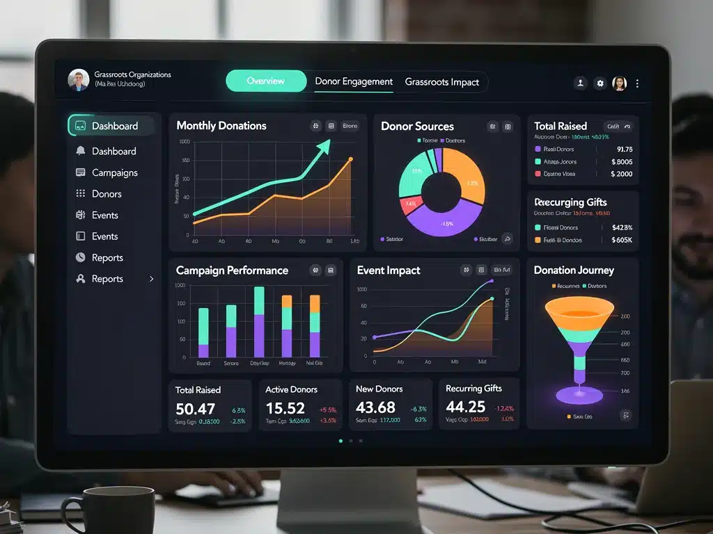 Digital fundraising dashboard for grassroots organizations