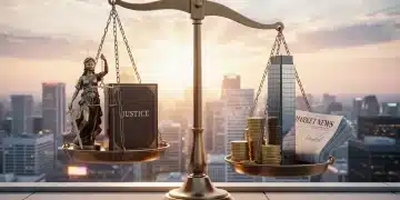 Balance scale representing justice and finance, showing the financial impact of social justice policies.