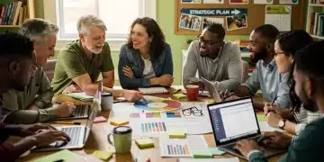Community organizers strategizing for grassroots funding solutions